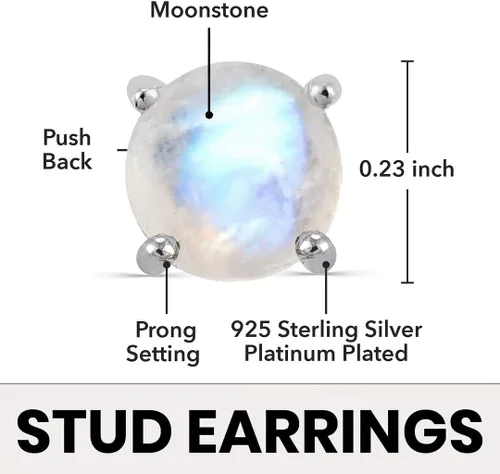 Vista 3 de Birthstone Stud Earrings for Women 925 Sterling Silver Gemstone Jewelry Anniversary Birthday Christmas Gifts for Women