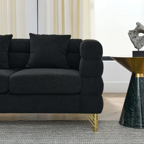 Vista 8 de KEVINSPACE Sofá biplaza de 60 pulgadas, sofá de 2 plazas para espacios pequeños, sofás modernos, sofá biplaza con 2 almohadas de mediados de siglo