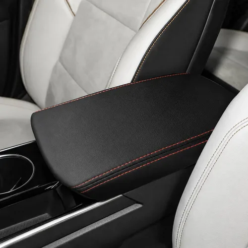 Vista 34 de Great-luck Funda de cuero para consola central, almohadilla para reposabrazos, accesorios de cubierta de caja (costuras rojas) para BMW X1 2023 2024