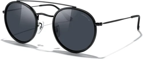 Vista 2 de MERRYS Gafas de sol polarizadas redondas retro - Gafas de sol unisex de doble puente