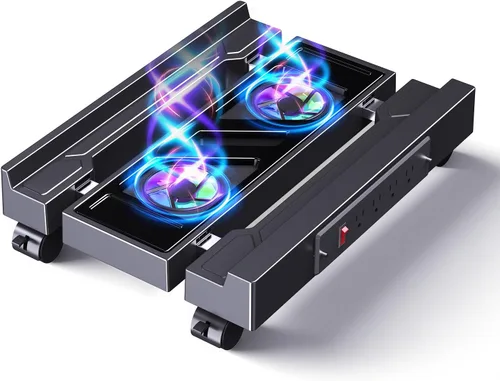 Vista 9 de Soporte de torre ajustable para computadora, soporte de PC ventilado para piso, soporte de CPU móvil con 4 ruedas giratorias que se adapta a