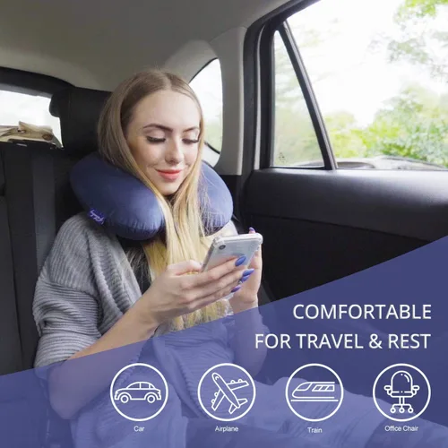 Vista 3 de Fabuday - Almohada de viaje de espuma viscoelástica, almohada para apoyar el cuello y la cabeza para usar en viajes en avión, en el auto, hogar u