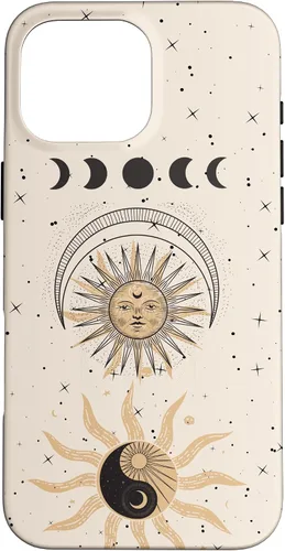 Vista 19 de Mystical Tarot Card Aesthetic Sun Moon Phases Yin Yang Space Case for iPhone 17