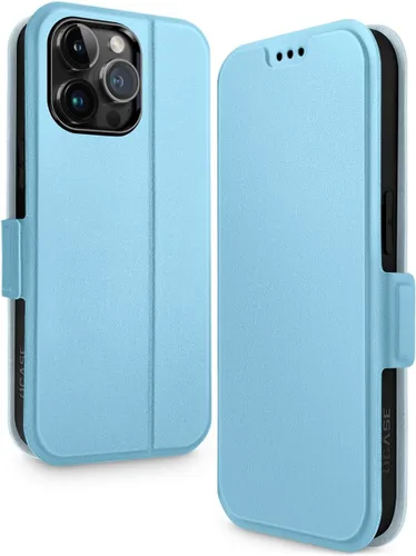 Vista 9 de OCASE Funda tipo cartera para iPhone 15, funda delgada de piel sintética, ranuras para tarjetas, bloqueo RFID, soporte de soporte, funda de teléfono