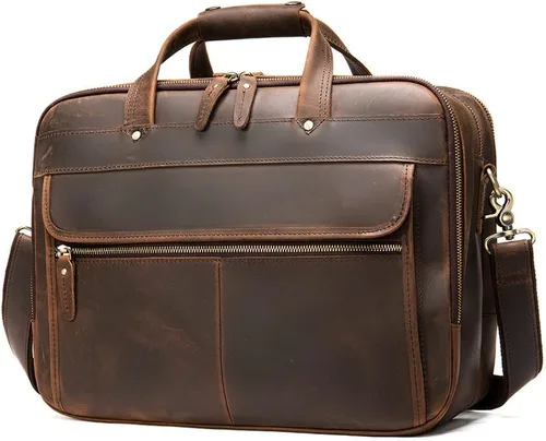 Vista 2 de Ztimi Men's Bag Retro Portable Briefcase Men's Messenger Bag Shoulder Bag Horizontal Computer Bag Large