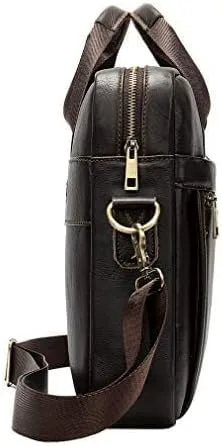 Vista 6 de Hebetag Bolso bandolera de cuero pequeño para hombre, para viajes al aire libre, negocios