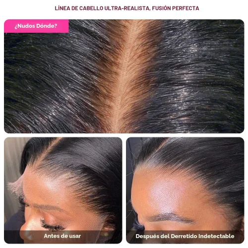 Vista 4 de Pizazz Pelucas de cabello humano con encaje frontal de onda profunda de 13 De color negro
