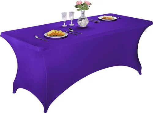 Vista 24 de LZY Cubierta de Mesa Elástica Ajustable de Spandex para Mesa Plegable de 6 pies, 4 pies o 8 pies, Mantel de Cóctel Rectangular, Perfecto para Champn