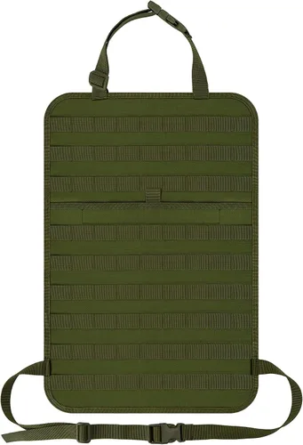 Vista 13 de Organizador de respaldo de asiento de automóvil, panel táctico Molle a prueba de hundimiento, protector de asiento de vehículo de nailon