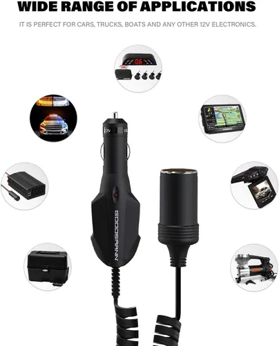 Vista 4 de GOODSMANN HID - Foco de barco de 12 V CC con cable de extensión para encendedor de cigarrillos de coche de 10 pies