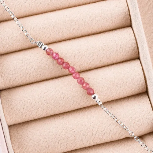 Vista 13 de YANARA Pulsera de tobillo para mujer, piedra de nacimiento natural, cuentas de piedras preciosas, tobillera delicada hecha a mano de 9 pulgadas +