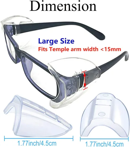 Vista 2 de 5 pares de protectores laterales para lentes de seguridad, protectores laterales deslizantes, se adaptan a marcos de anteojos medianos a grandes