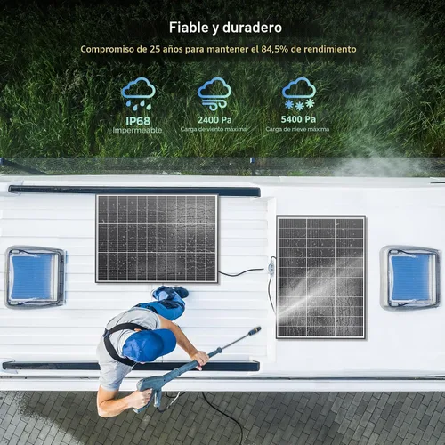 Vista 5 de N-Type 16BB - Panel solar de 100 W, panel solar de 100 W con 25% de módulo fotovoltaico monocristalino de alta eficiencia, compacto que ahorra