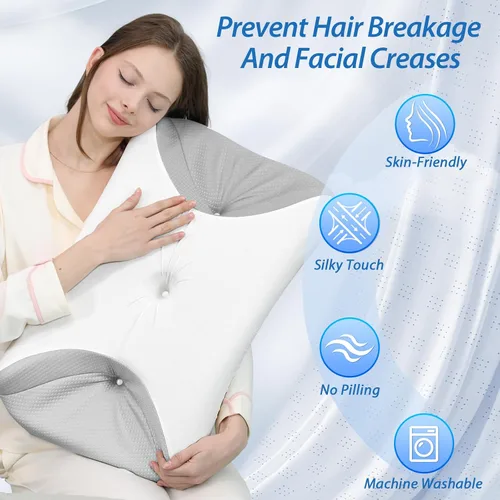 Vista 14 de Almohada HOMCA para dormir de lado con CPAP, almohada cervical para el cuello para todos los usuarios de máscaras CPAP para reducir las fugas de Gris