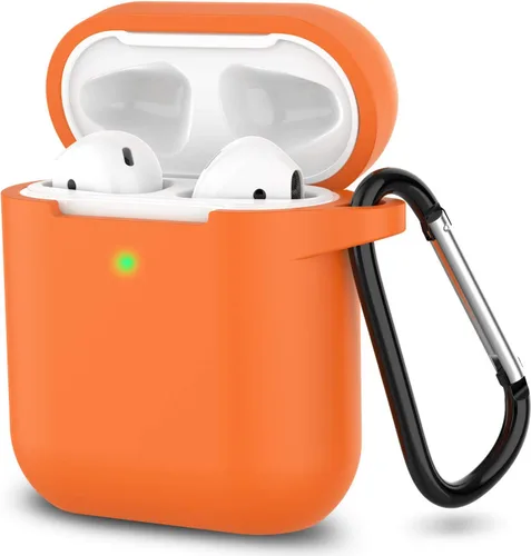 Vista 14 de Funda para AirPods de silicona, de protección completa, compatible con Apple AirPods 1 y 2, funda de carga inalámbrica y con cable
