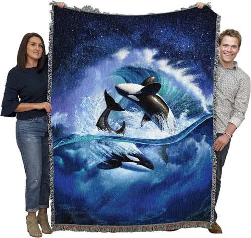 Vista 10 de Pure Country Weavers JL Moby Dick Cobija por Jerry LoFaro - Tapiz clásico de regalo de ballena oceánica tejida de algodón, fabricada en los Estados