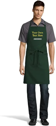 Vista 4 de Delantal personalizado con texto en inglés "Add a name", diseño bordado, unisex, extra largos, delantales para adultos, 23 pulgadas de ancho x 34
