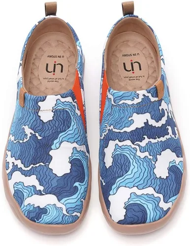 Vista 10 de UIN Zapatos de viaje para caminar para hombre, sin cordones, de lona, informales, ligeros, cómodos y modernos, diseño de perritos felices Ahhhhh