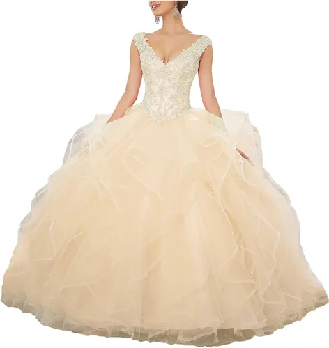 Vista 41 de QXMYOO Vestido de Gala de Quinceañera Sweet 16 Fiesta de Graduación Vestido de Princesa para Adolescentes Negro (Style1-Black)