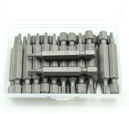 Vista 27 de TMAX Juego de puntas de destornillador de cabeza de estrella T6 Torx de 25 piezas, acero S2 de 6 puntos T-6 puntas de inserción de destornillador