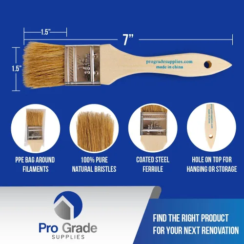 Vista 2 de Pro Grade - Pinceles de pintura con virutas - 96 Ea 1.5 pulgadas Brocha de pintura con virutas Cerda natural, mango de madera Paquete a granel