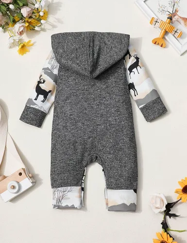 Vista 5 de Ropa de bebé niño, estampado de letras de manga larga mameluco ropa de bebé para niño