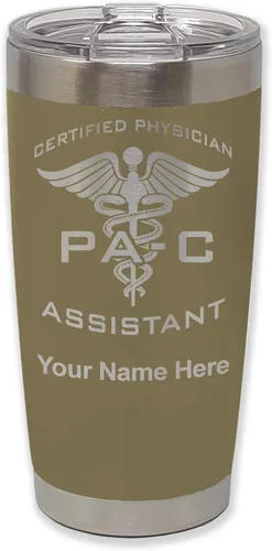 Vista 23 de LaserGram Vaso aislado al vacío de 20 onzas, asistente médico certificado PA-C, grabado personalizado incluido (negro)