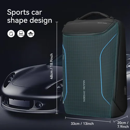 Vista 8 de Mozee - Mochila de negocios, bolsa impermeable para viajes y vuelos, compatible con laptops de 17.3 pulgadas con enchufe de carga USB