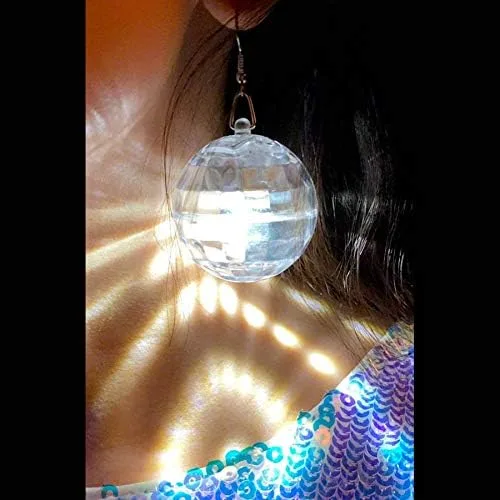 Vista 4 de Pendientes de luz LED con bola de discoteca para mujer, Plástico