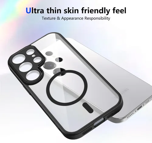Vista 198 de Funda magnética transparente compatible con Xiaomi 17T, color negro 2 en 1 PC + TPU cubierta de teléfono a prueba de golpes, carcasa protectora
