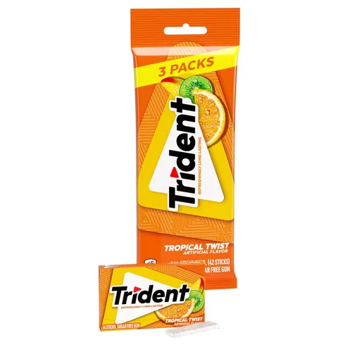 Vista 17 de Trident Goma de mascar de menta verde sin azúcar, 3 paquetes de 14 piezas (42 piezas en total)