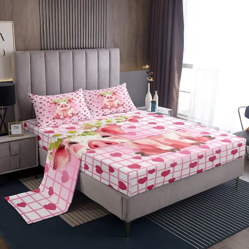 Vista 11 de Erosebridal Highland Cow - Juego de sábanas de tamaño individual con diseño de rosas para niños, niñas, adolescentes, adultos, animales salvajes