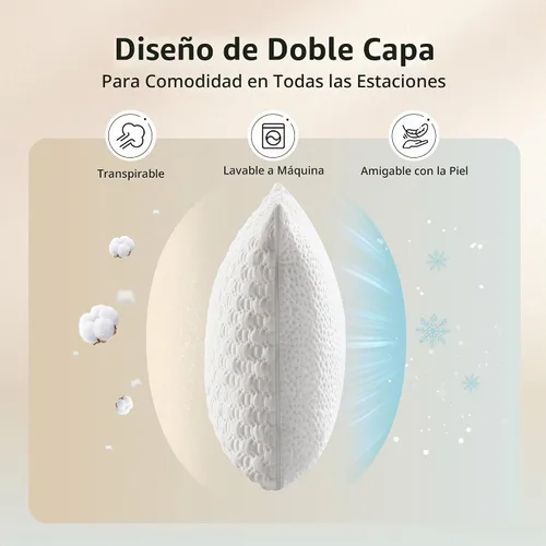 Vista 6 de ALPHA HOME Almohadas tamaño King - Espuma viscoelástica triturada ajustable