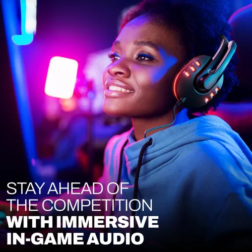 Vista 4 de GamePunk NightOwl LED Wired Gaming Headset with Microphone 6-Foot Cable wQuick Plug & Chat Functionality Adjustable Headband PC Gaming Headset