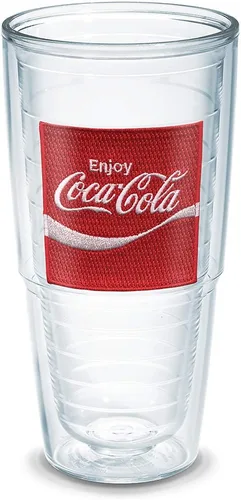 Vista 16 de Tervis Coca-Cola - Vaso térmico Coke Enjoy con emblema y tapa roja, 16 onzas, transparente