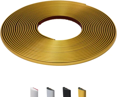Vista 16 de Moldura de pared para despegar y pegar de 9.8 pies, moldura flexible en forma de D, color dorado mate para protector contra salpicaduras, espejos