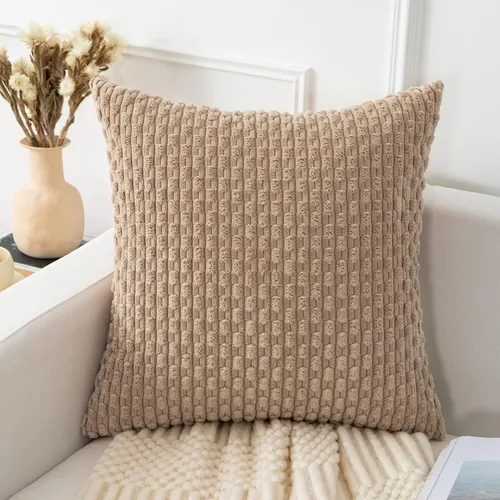 Vista 9 de UGS UGASA - Funda de almohada decorativa de pana suave de 18 x 18 pulgadas, funda de almohada cuadrada a rayas estilo bohemio para sofá, sala
