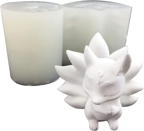 Vista 6 de Molde de resina epoxi con forma de zorros de nueve colas, antiadherente, vela perfumada, molde de silicona, manualidades de yeso, herramienta