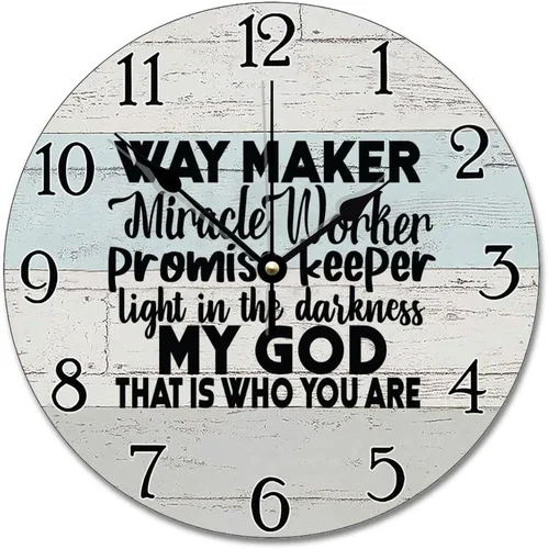 Vista 11 de Reloj de pared con versículo bíblico, con cita religiosa, reloj de madera, texto inspirador cristiano, reloj de madera rústico personalizado