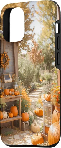 Vista 2 de Funda para iPhone 14 Cozy Autumn Pumpkin Garden Fall Sunny Afternoon Scene Case