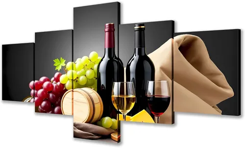 Vista 14 de TUMOVO - 5 cuadros de vino tinto con impresión de alta definición sobre lienzo.