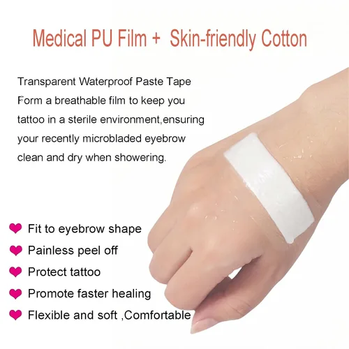 Vista 3 de Hipifans Protector de ojos de plástico desechable para protección de tatuajes de cejas, 40 unids/set cinta protectora impermeable pasta de cuidado