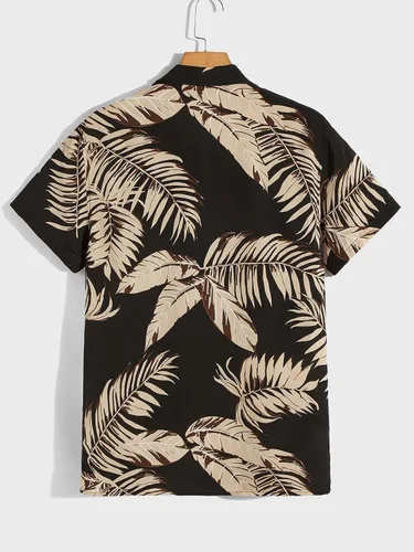 Vista 2 de SHENHE Camisa floral de manga corta con botones y cuello para hombre