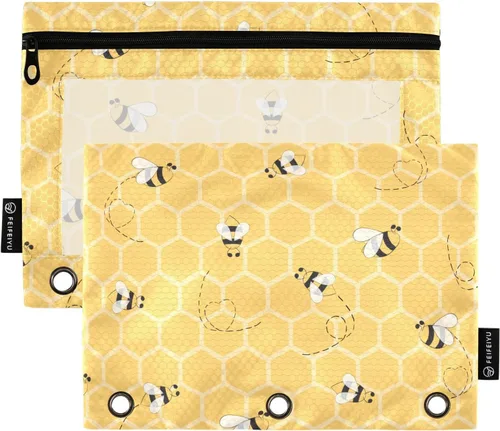 Vista 20 de Estuche para lápices de fresas rosas para carpetas de 3 anillas, estuche para lápices, bolsa de maquillaje con ventana transparente para almacenar