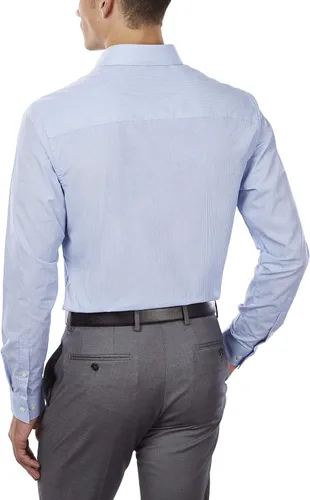 Vista 2 de Kenneth Cole Unlisted - Camisa de vestir para hombre, ajuste delgado, cuadros y rayas (estampadas)