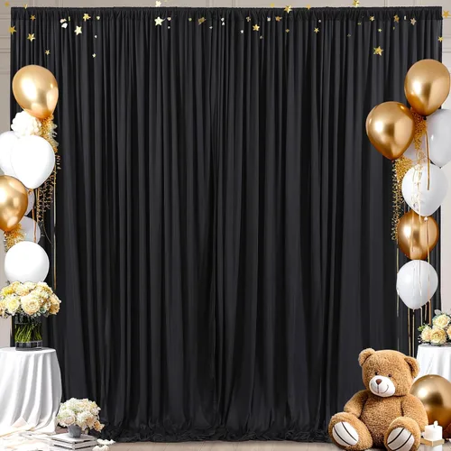 Vista 58 de Cortinas de fondo azul bebé de 8 x 10 pies para bodas, cortinas de fondo de poliéster sin arrugas, para baby shower, fiestas de cumpleaños