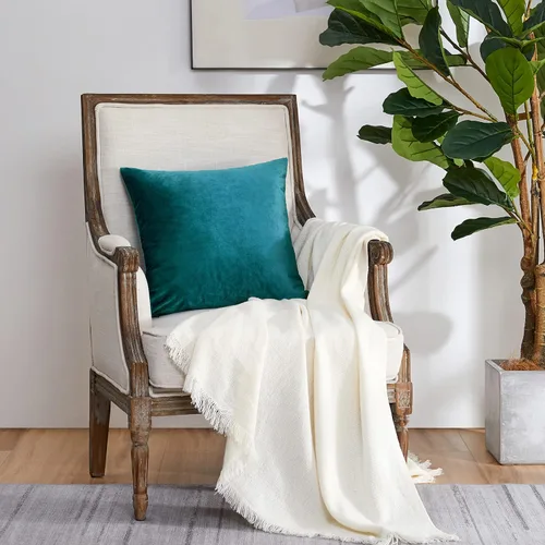 Vista 91 de GIGIZAZA Juego de 2 fundas de almohada doradas de terciopelo de 20 x 20 pulgadas para sofá Almohadas para sofá, tela texturizada suave de 9.88
