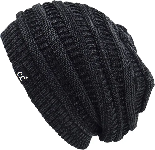 Vista 20 de C.C Winter Oversized Beanie Hat with Fuzzy Lining – Thick Knit Thermal Beanie for Cold Weather, Soft Warm Fleece Lined Cap
