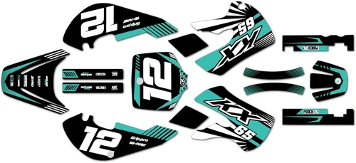 Vista 3 de Kit de gráficos para Kawasaki KX65 (1999-2024) serie FASTHOUSE gris 9 mil - Easy Go - Calcomanías para motocicleta Dirt Pit Bike Motocicleta