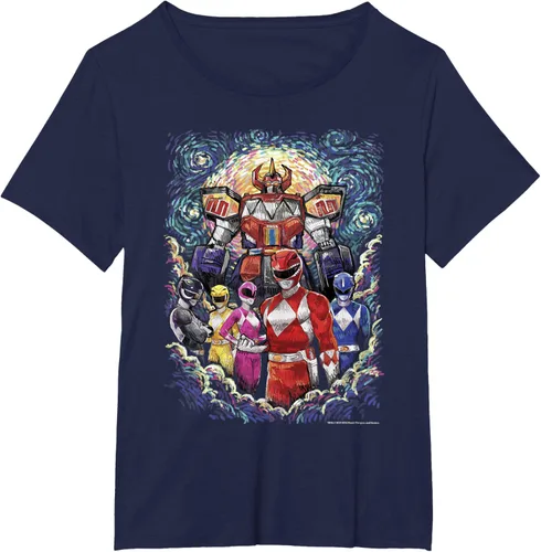 Vista 12 de Power Rangers Mighty Morphin' Megazord Starry Night Poster Camiseta